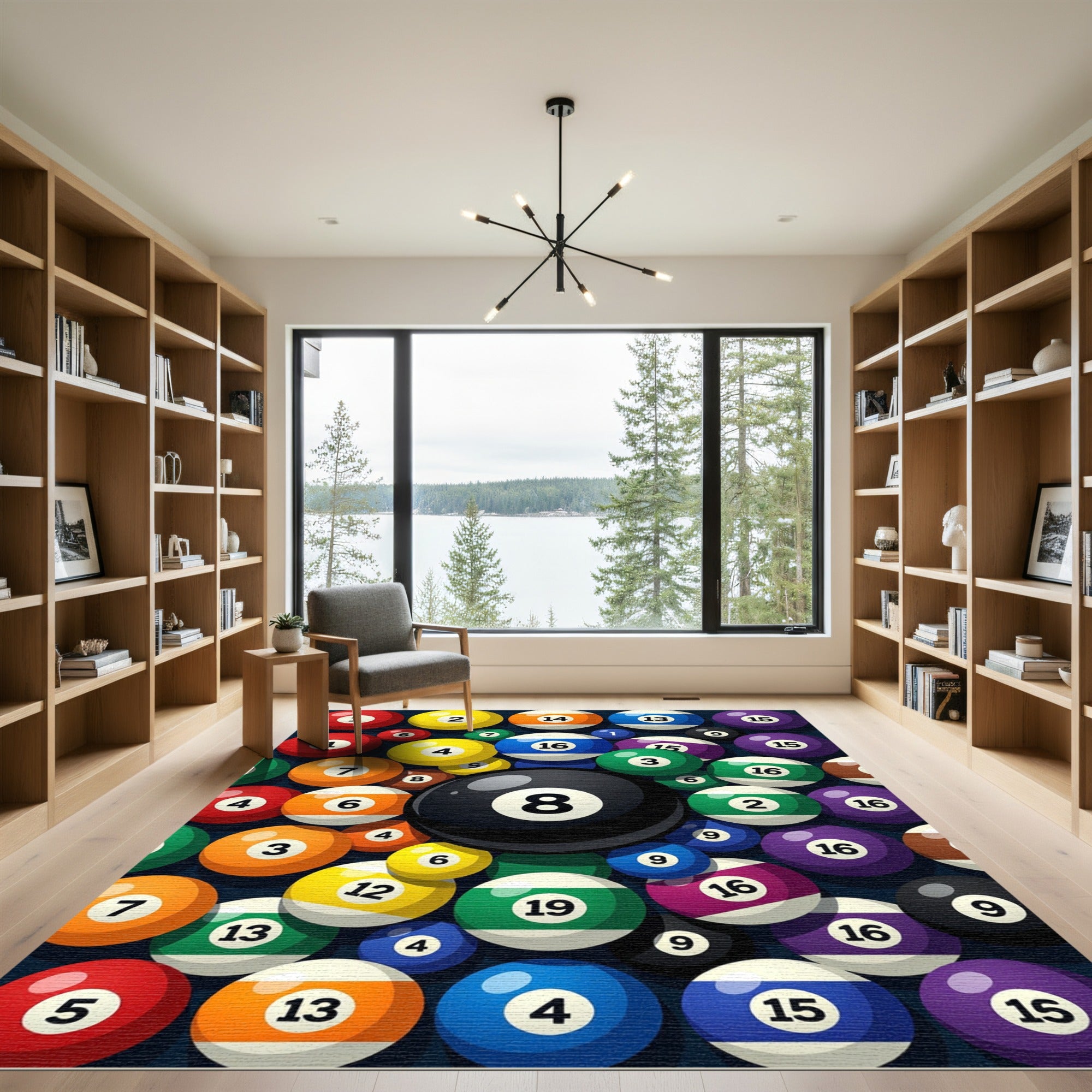 Vibrant Multi Colored Billiard Ball Collage Rug