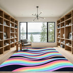 Vibrant Pastel Rainbow Wavy Lines Rug