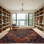 Orange Blue Floral Medallion Rug