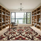 Crimson Autumnal Scroll Vine Rug