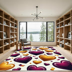 Amethyst Gold Heart Confetti Celebration Rug