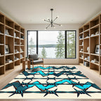 Rough Jagged Turquoise Barbed Wire Rug