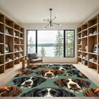 Hunting Dog Portrait Sage Green Backdrop Rug