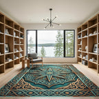 Teal and Gold Twelve Point Star Rug