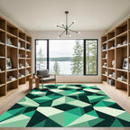 Deep Emerald Geometric Faceted Rug