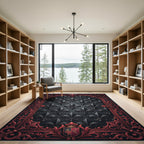 Gothic Black Red Fleur De Lis Rug