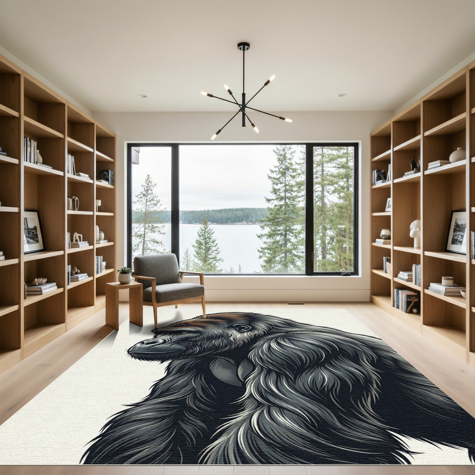 Majestic Silverback Gorilla Profile Portrait Rug