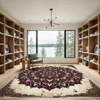 Crimson Floral Mandala Circular Medallion Rug