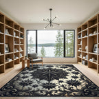 Gothic Black Star Celestial Medallion Rug