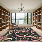 Romantic Vintage Pink Rose Clock Key Rug