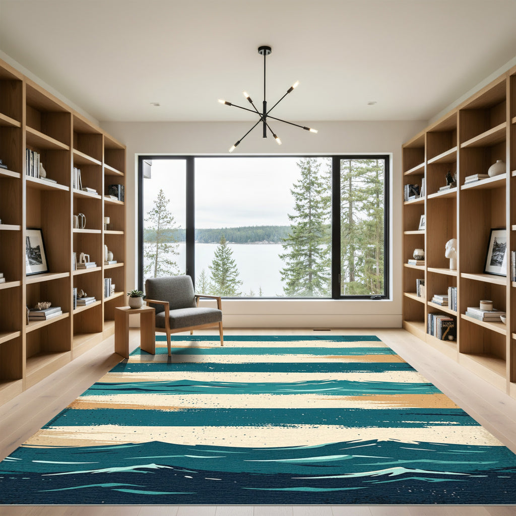 Coastal Wave Stripes Coastal Rug