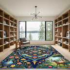Floral Garden Vase Horse Motif Rug