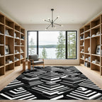Monochrome Geometric Pyramid Step Art Rug