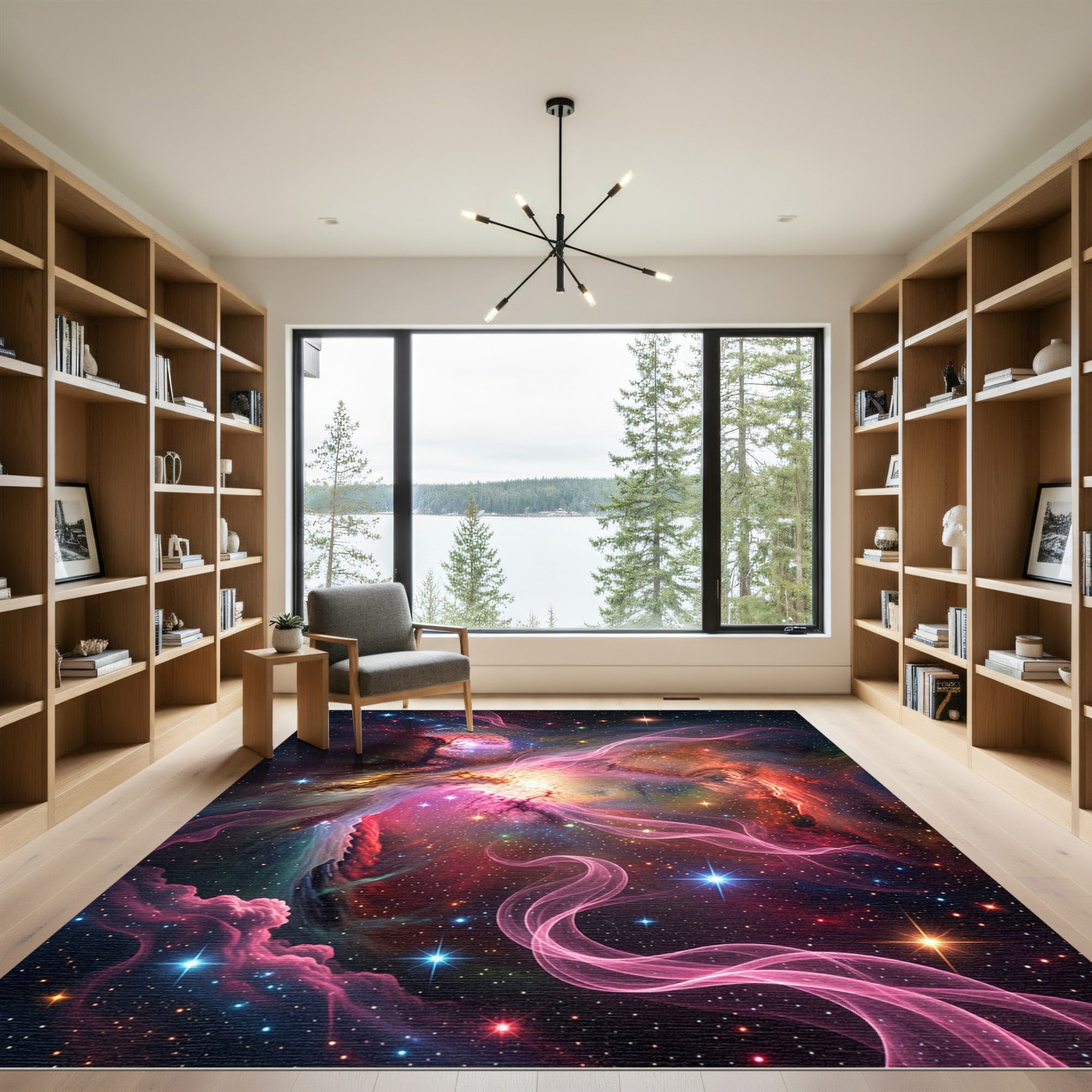 Vibrant Cosmic Interstellar Nebula Swirl Rug