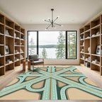 Modern Teal Geometric Intersection Rug