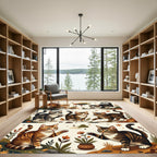 Cute Tabby Kittens Autumn Garden Scene Rug