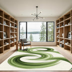 Abstract Sage Green Swirl Wave Rug