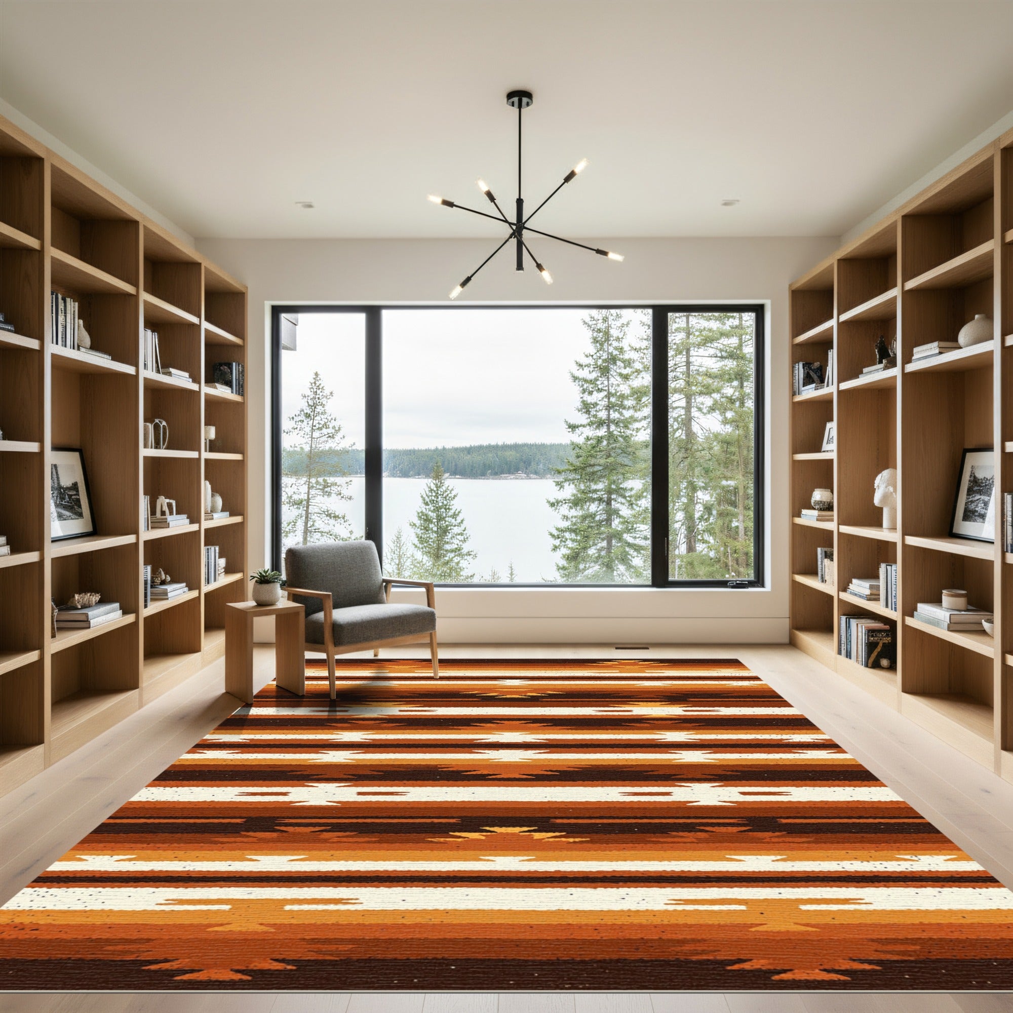 Earthy Terracotta Southwestern Stripe Rug
