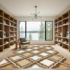 Ochre Brown Lattice Arabesque Rug