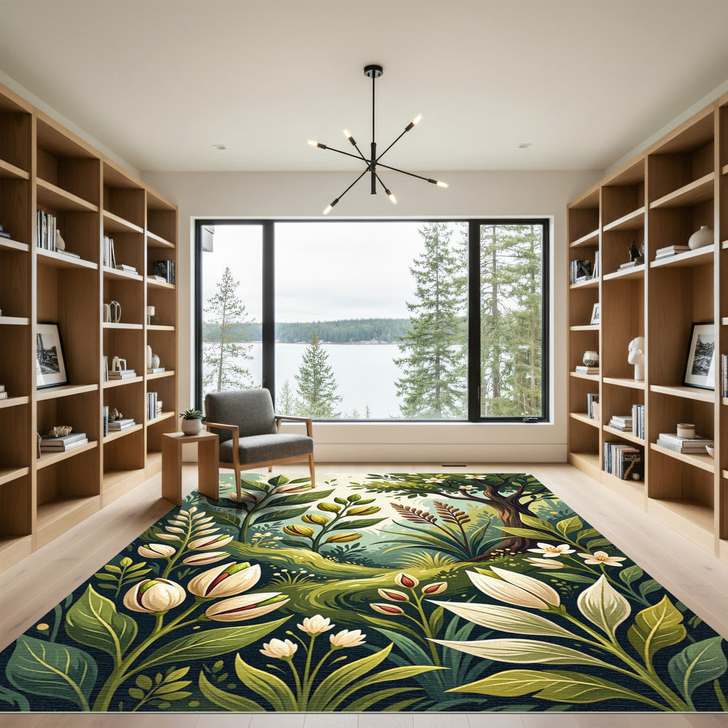 Spring Garden Pistachio Blossom Swirl Rug
