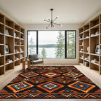 Bold Earthy Geometric Diamond Rug