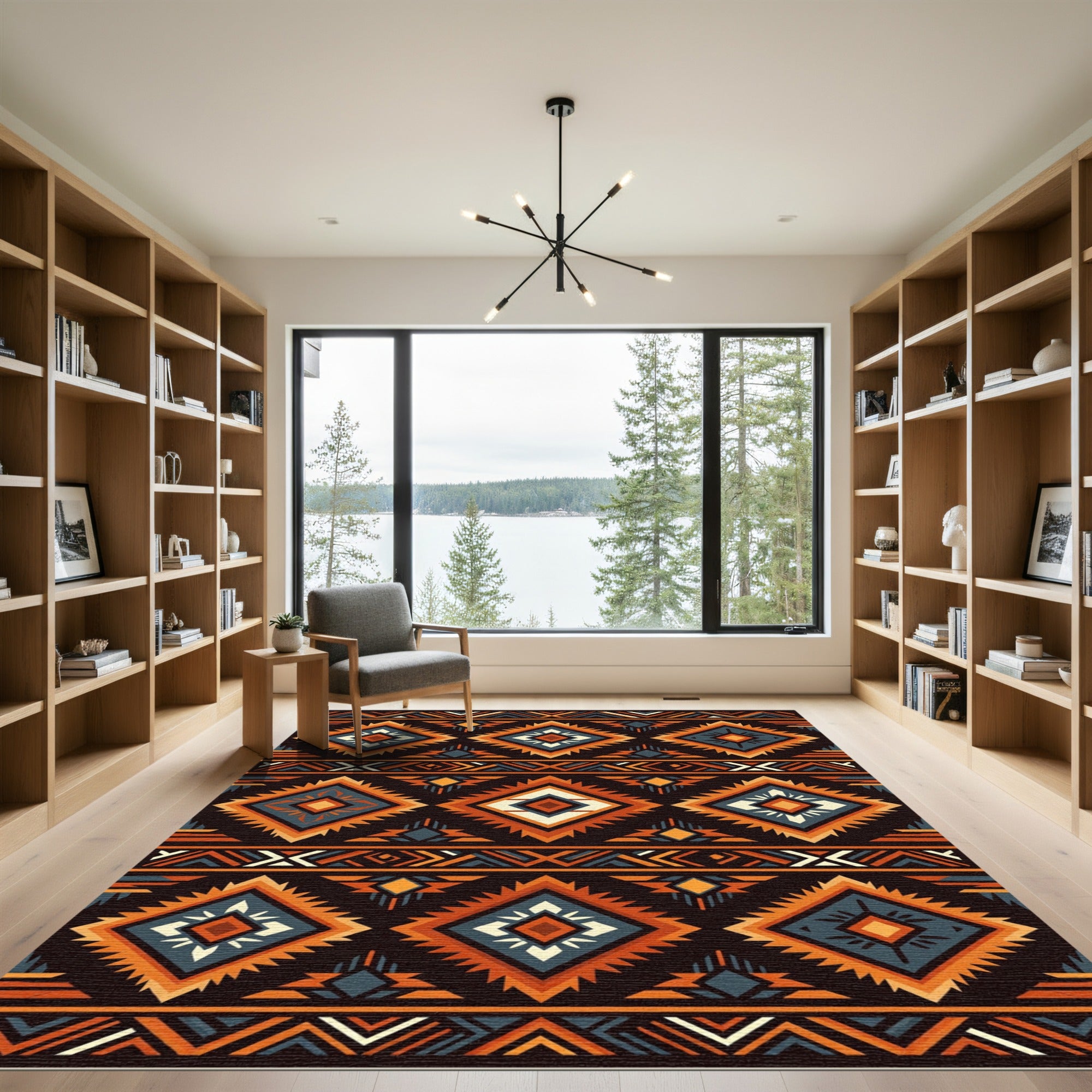 Bold Earthy Geometric Diamond Rug