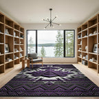 Geometric Purple Aztec Step Pyramid Rug