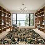 Ornate Golden Chrysanthemum Mandala Rug