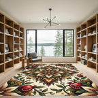 Crimson Pomegranate Floral Medallion Rug