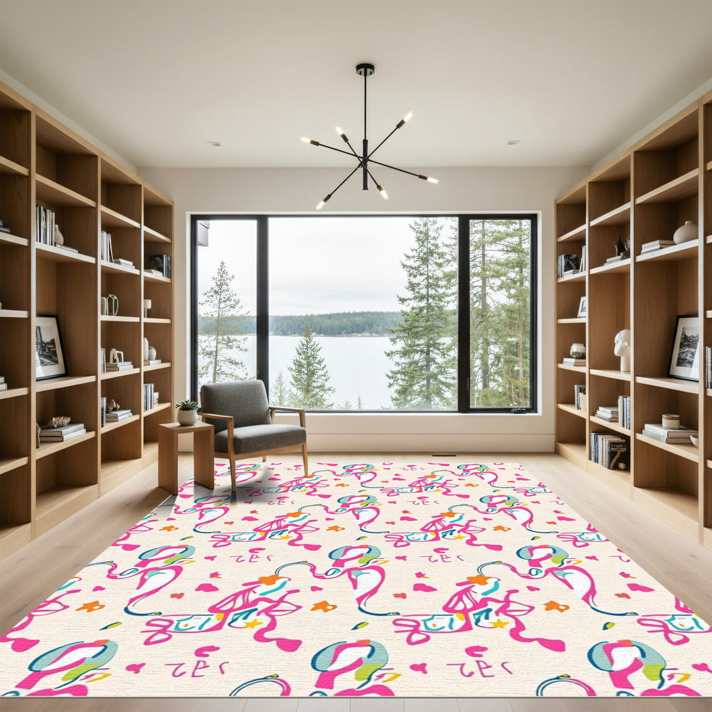 Vibrant Whimsical Figures Abstract Forms Rug