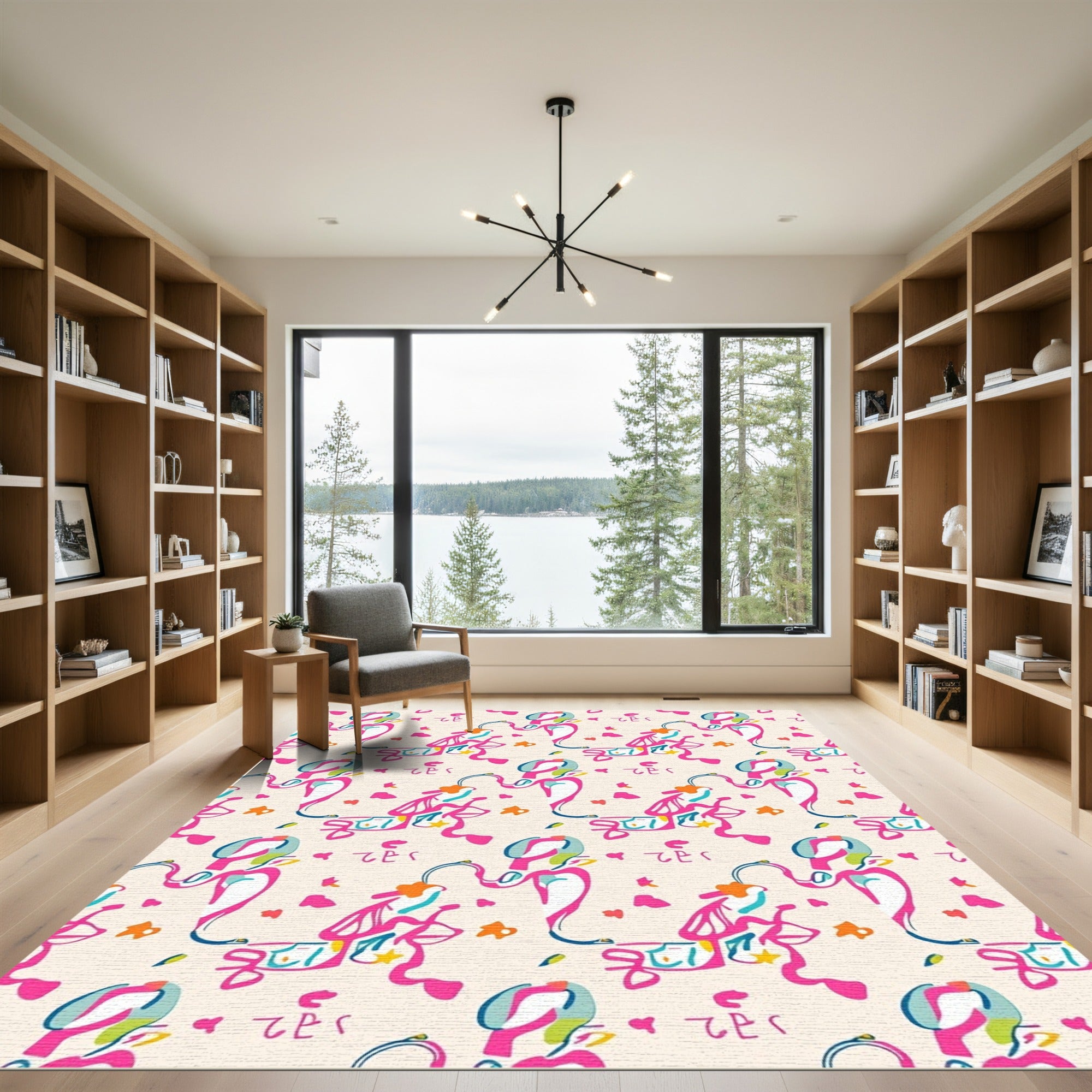 Vibrant Whimsical Figures Abstract Forms Rug