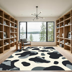 Farmhouse Black White Cow Spots Rug