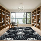 Dimensional Gray Seashell Pattern Rug