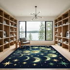 Celestial Moon Phases Starry Night Rug