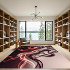 Ethereal Crimson and White Smoke Wave Rug