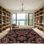 Bold Geometric Sunburst Earth Tone Tapestry Rug