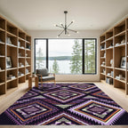Purple Orange Geometric Diamond Stripe Rug