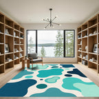 Abstract Teal and Navy Liquid Shape Rug