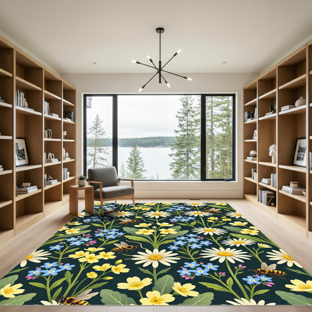 Honey Bee and Wildflower Meadow Rug