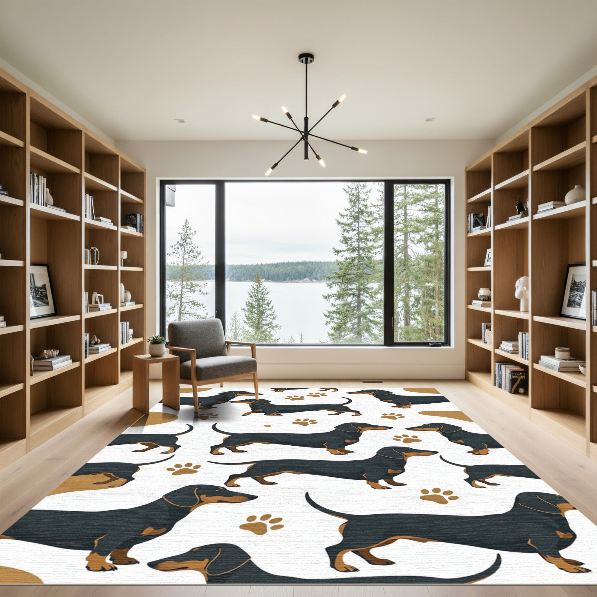 Black and Tan Dachshund Paw Illustration Rug