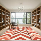 Coral Red Chevron Layered Rug