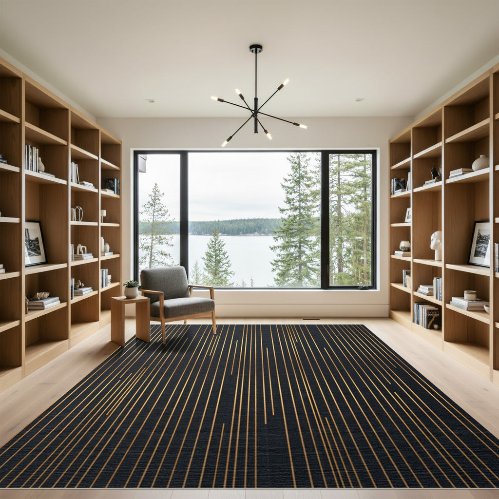 Dark Gold Vertical Lines Rug