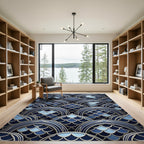 Deep Blue Layered Scale Arch Rug