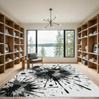 Monochrome Splatter Explosion Abstract Rug