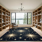 Golden Celestial Starry Night Sky Rug