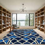 Midnight Blue Arched Decorative Tile Rug
