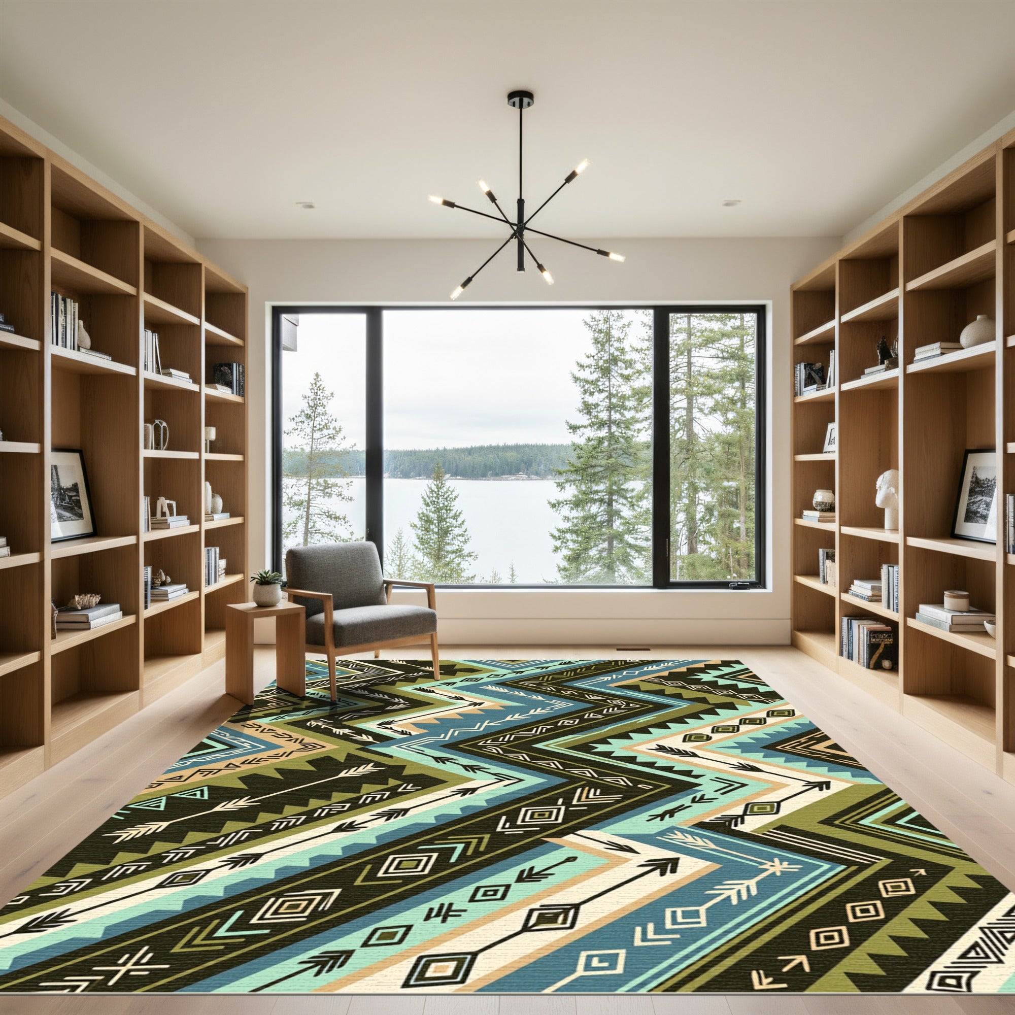 Chevron Arrow Earthy Tone Geometric Rug