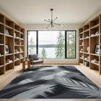 Drawn Feather Abstract Gray Rug