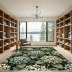 Botanical Hydrangea Floral Cream Sage Rug