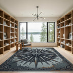 Metallic Steel Compass Star Medallion Rug